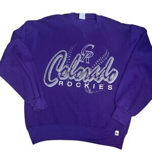 COLORADO ROCKIES Vtg 90s Russell Athletic Crew Neck Sweatshirt purple sz medium